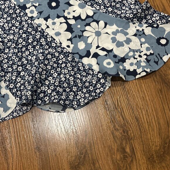 Michael Kors Collection Skirt Womens 6 Silk Floral Midi Navy Blue Semi Sheer - Picture 5 of 6